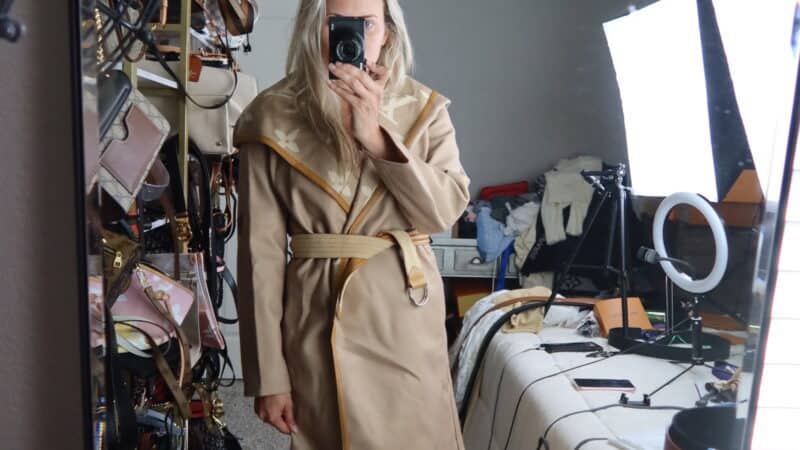 LV CARMEL BELTED DOUBLED FACE HOODED WRAP COAT