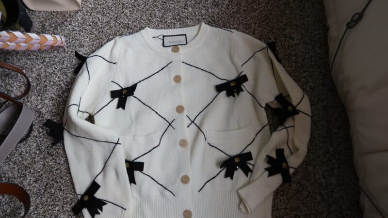 GUCCI GG BOW COTTON CARDIGAN