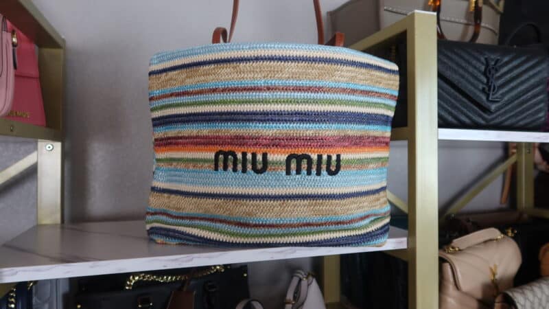 MIU MIU RAFFIA TOTE BAG