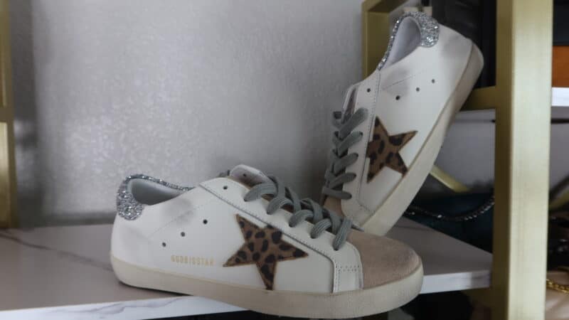 GOLDEN GOOSE SUPERSTAR SUEDE LEPORAD AND GLITTER