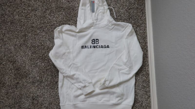 BALENCIAGA PIXEL LOGO PRINT HOODIE