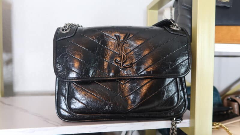 YSL MEDIUM NIKI CRINKLED VINTAGE LEATHER