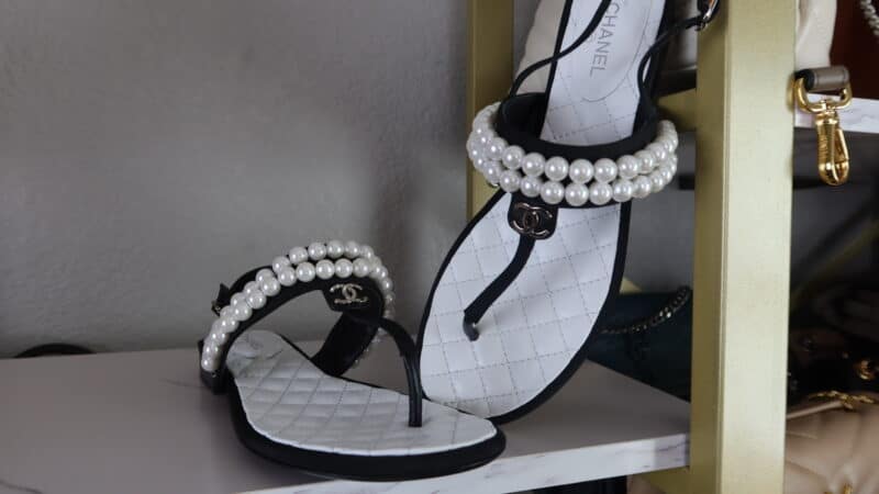 CHANEL PEARL THONG SANDALS