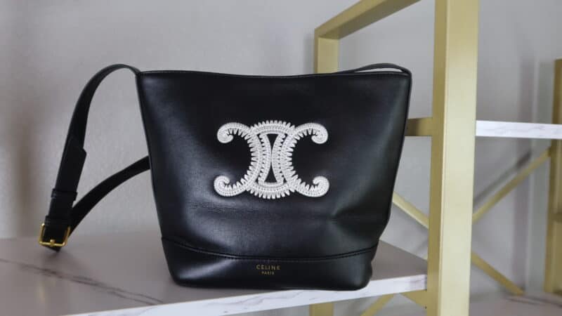 CELINE SMALL BUCKET CUIR TRIOMPHE EMBROIDERY